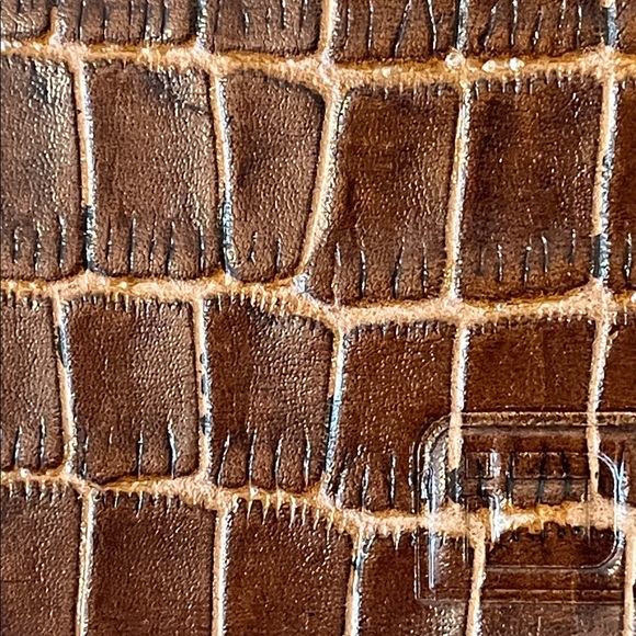 ID Stronghold Vegan Leather RFID Blocking Mini Wallet Brown Croc Embossed NEW - Picture 6 of 8